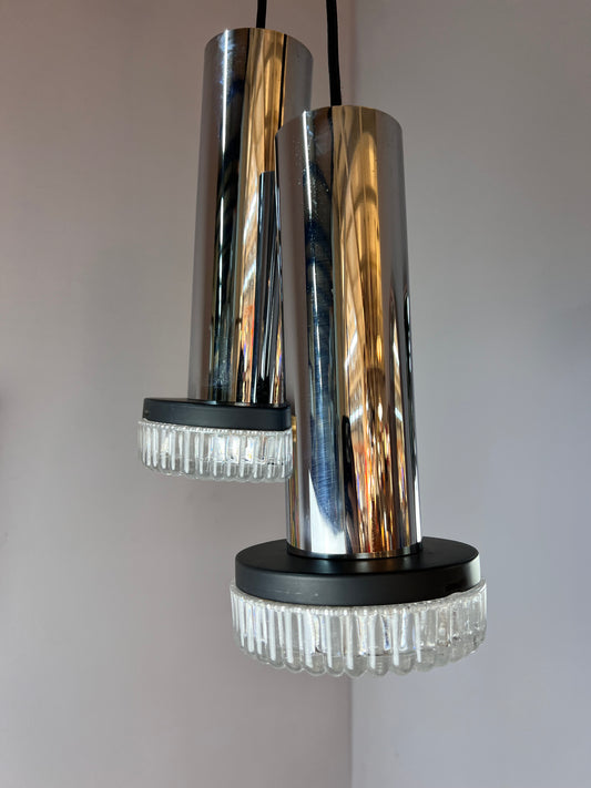 Hängelampe Chrom & Eisglas von Kaiser Leuchten