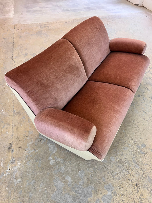 Modularer Schalensessel rosa Samt & Kunststoff