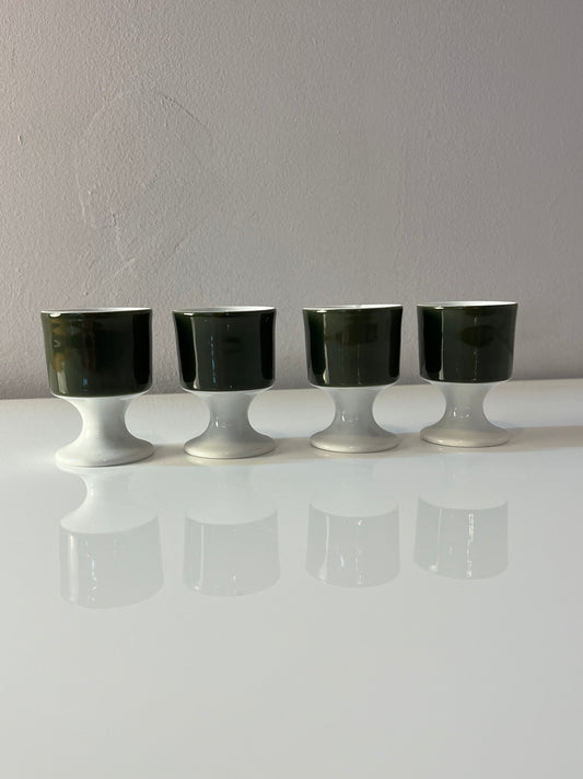 Set: 4x Eierbecher Modulation Secunda grün von Tapio Wirkkala für Rosenthal