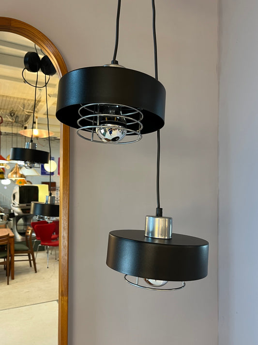 Hängelampe schwarz Chrom mit Gitter