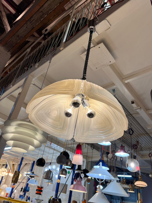 Hängelampe weiß Chrom handgearbeitet von Cristallux