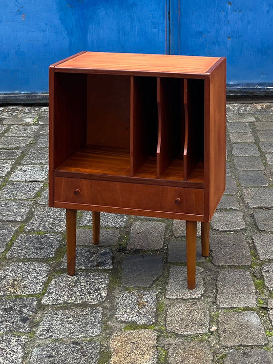 Schalplatten Regal Teak mit Schublade