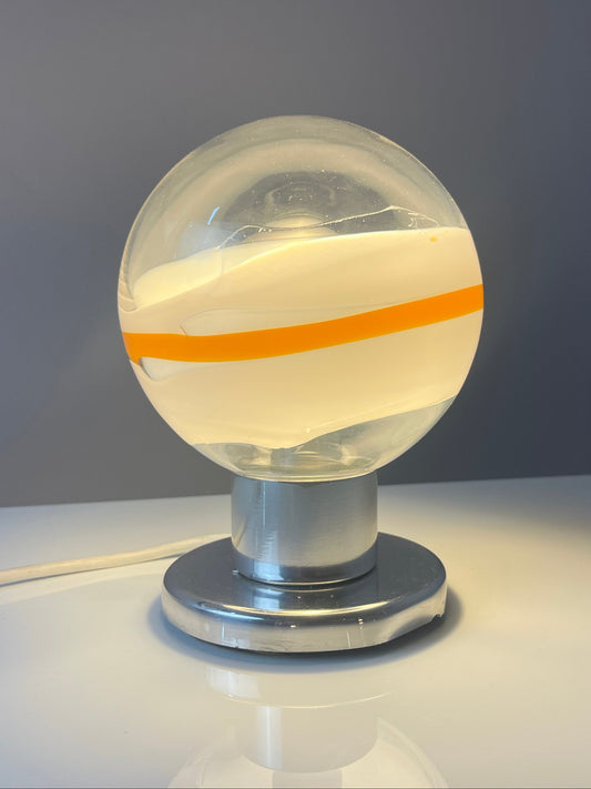 Tischlampe weiß orange Glas Chrom von Doria
