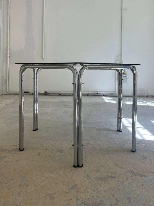 Hexagon Esstisch Rauchglas Chrom
