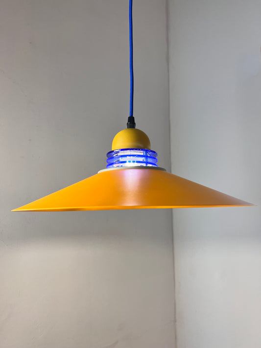 Hängelampe neu lackiert orange blau aus Dänemark