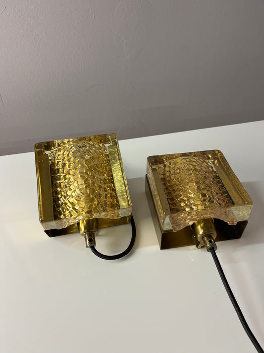 Set: 2x Wandlampe Kalmarlampet 17205 gold Messing Glas von Vitrika