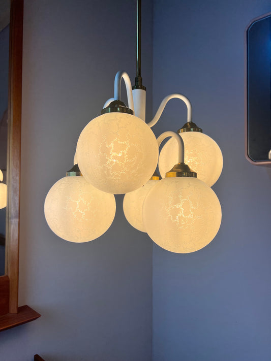 Kronleuchter mit 6 Glaskugeln 70er