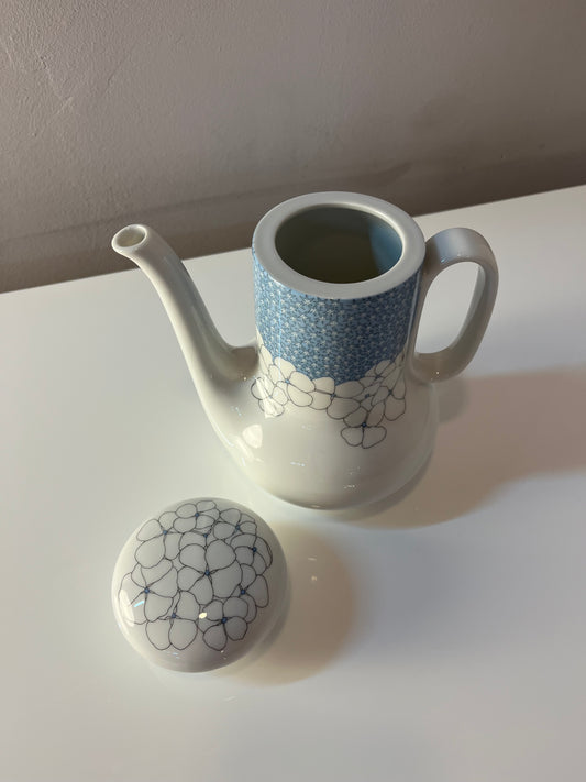 Kaffeekanne Kiruna Garden weiß blau von Tapio Wirkkala für Thomas