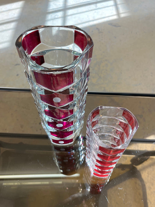 Set: 2 Vasen weinrot Glas von J.G. Durand für Luminarc