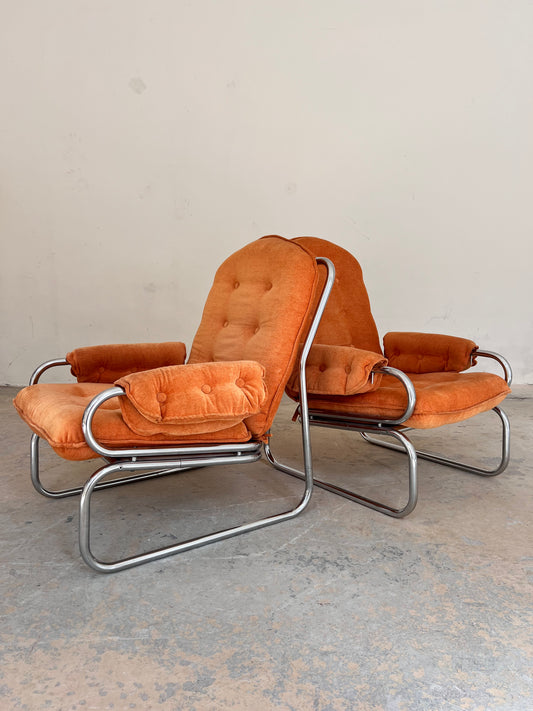 Sessel Halina orange Chrom von Hellerau