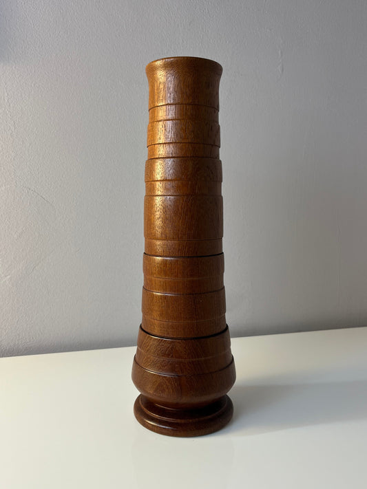 Stapelbare Vase Teak aus Dänemark