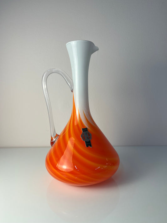 Henkelvase Opalglas mit Flammenmuster von Vetreria Artigiana Sanminiatello