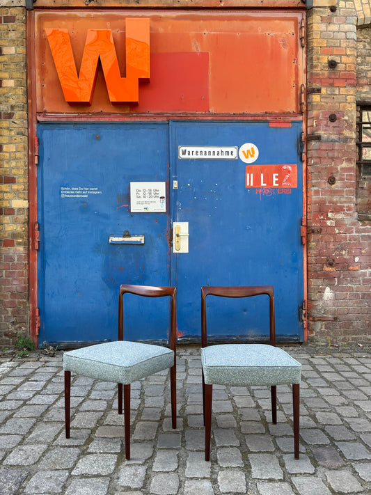 Set: 2x Polsterstuhl blau Palisander