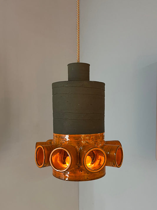 Hängelampe orange braun Keramik