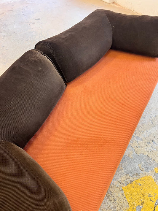 Tagesbett / Sofa mit Bettkasten orange braun Cord 70er