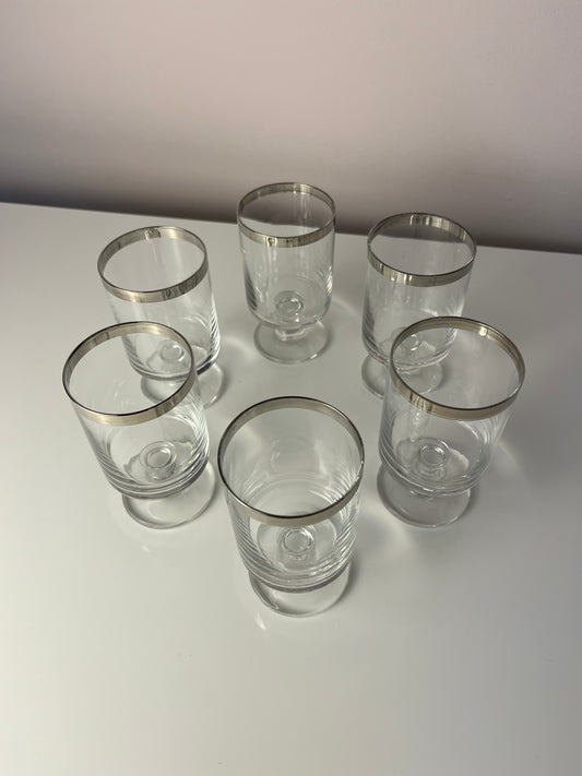 Set: 6x Weinglas mit Silberrand