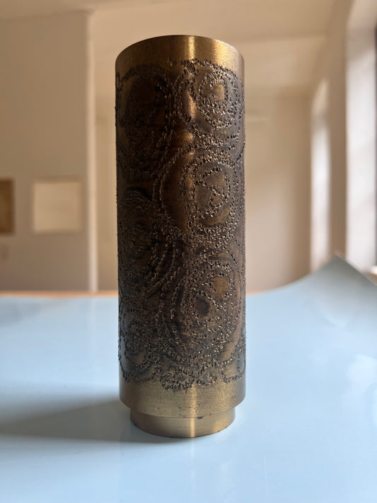 Brutalistische Vase gold Messing 70er