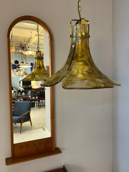 Hängelampe Blume gold braun Acryl Messing von Carlo Nason