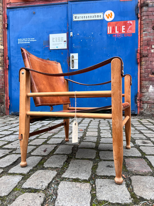 Safari-Sessel mit cognacfarbenem Lederbezug von Aage Bruun & Søn