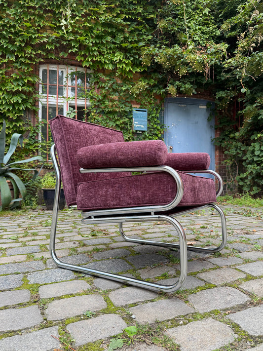 Sessel Halina lila neu gepolstert Chrom von Hellerau