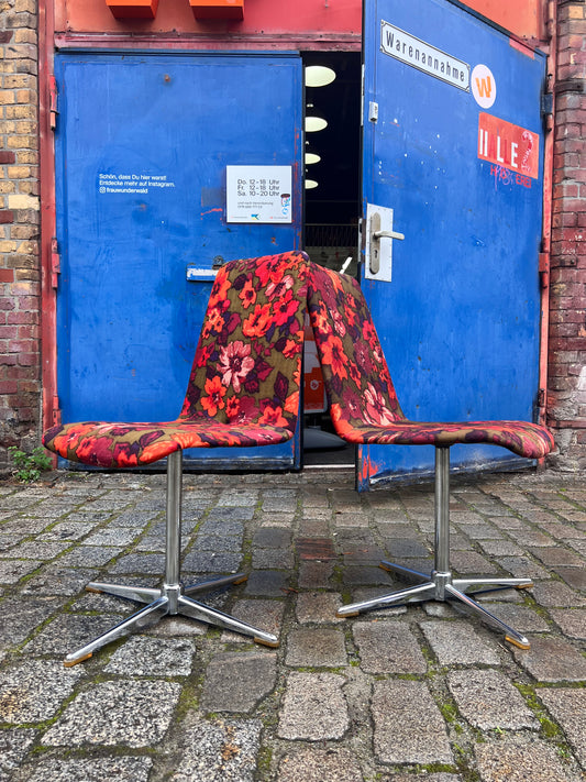 Set: 2x Drehstuhl rot floral von EKA Wohnmöbel