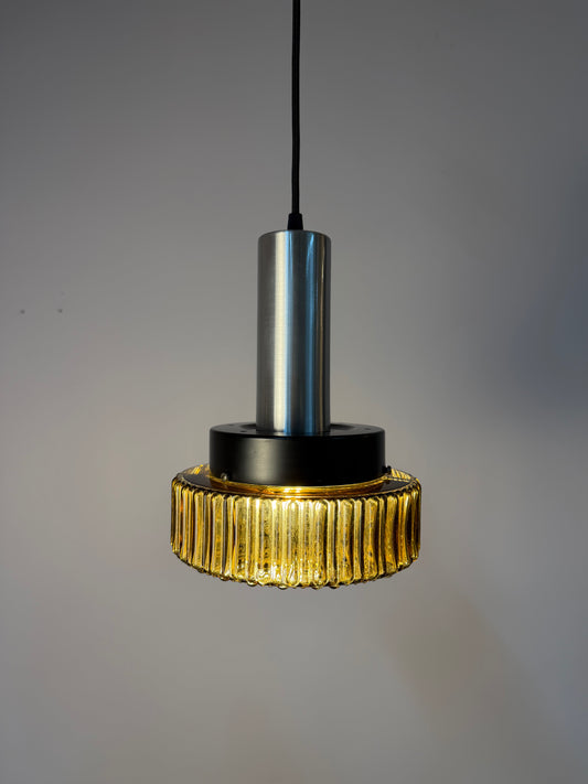 Hängelampe braun Glas Metall