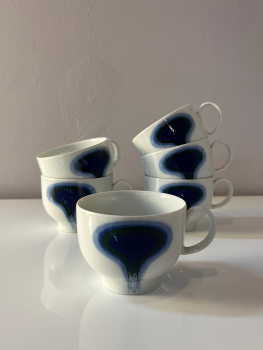 Set: 6x Tasse Form F Pop Art blau weiß von Fürstenberg