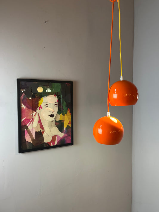 Kugellampe neu lackiert orange aus Dänemark