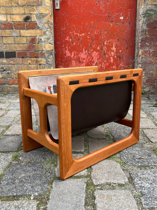 Zeitungsständer Teak Echtleder von Aksel Kjersgaard für Salin Møbler