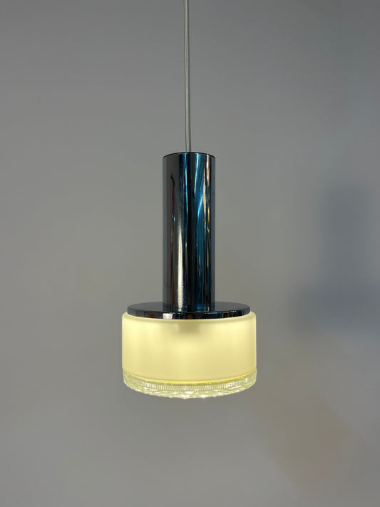 Hängelampe weiß Glas Chrom aus den Niederlanden