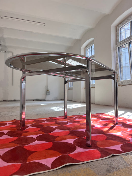 Ovaler Esstisch Rauchglas Chrom