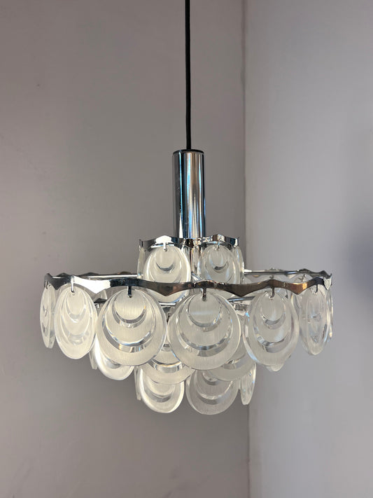 Hängelampe mit Scheiben silber weiß Acrylglas Metall