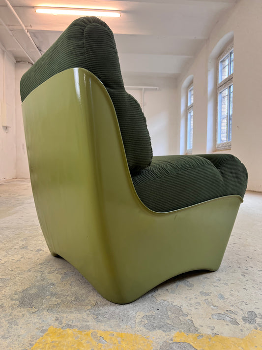 Schalensessel grün neu lackiert & gepolstert