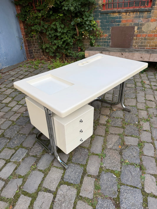 Schreibtisch weiß Fiberglas Chrom von 2 INN Lissone