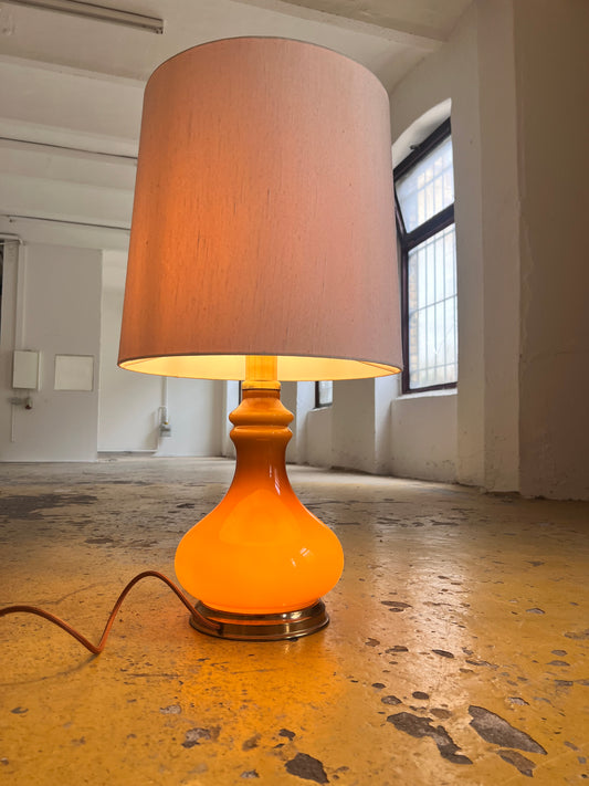 hohe Tischlampe Glas & Seide