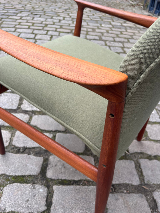 Sessel neu gepolstert grün Teak von Grete Jalk für Glostrup Møbelfabrik