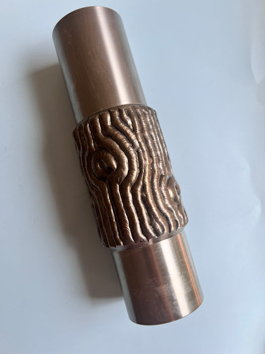 Brutalistische Vase silber Edelstahl 70er