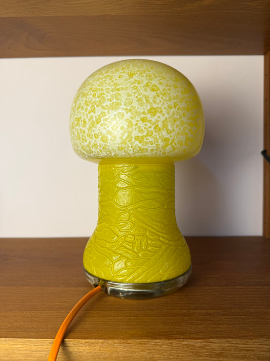 Pilzlampe gelb Glas von Karin Korn für Beleuchtungsglaskombinat Görlitz