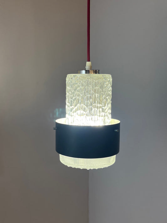 Hängelampe schwarz Eisglas von Carl Fagerlund für Orrefors