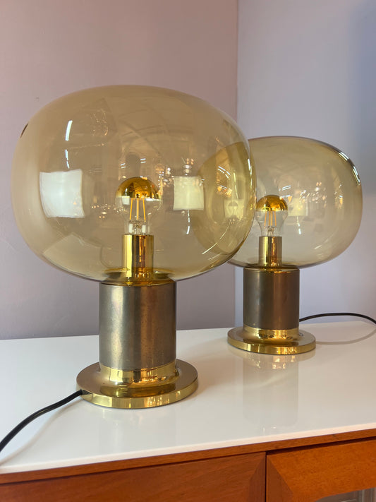 Tischlampe Messing Glas mundgeblasen