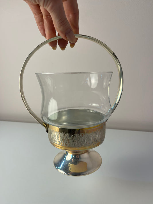 Henkelschale versilbert mit Glaseinsatz