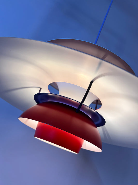 Lamellenlampe PH5 rot von Poul Henningsen für Louis Poulsen