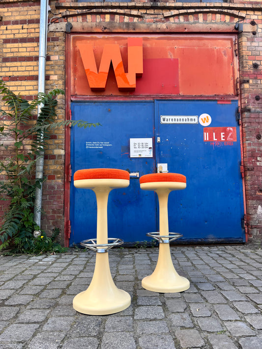Barhocker creme orange von Friedrich Stuckenbröker für Lockhausen Plastik