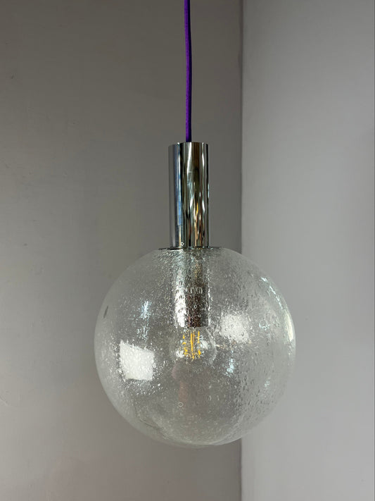 Hängelampe Größe M Einschlussglas Chrom von Doria