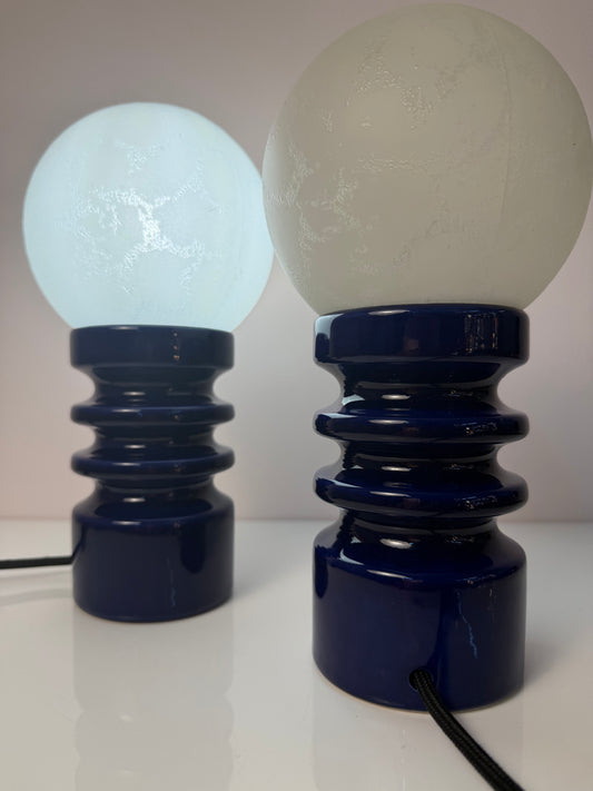 Tischlampe blau Keramik Glas von Cari Zalloni für Dümler & Breiden