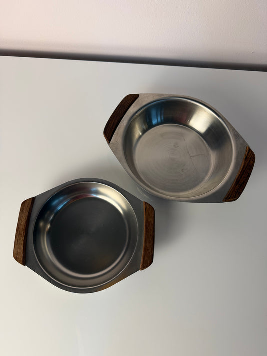 Set: 2 Schüsseln Edelstahl mit Teak Griffen