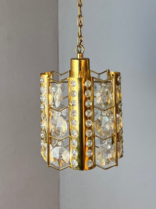 Hängelampe Messing Kristalle von Palwa