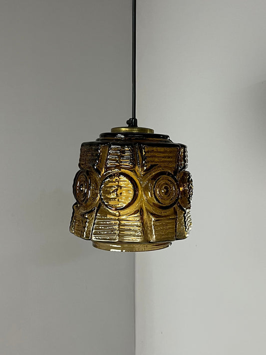 Hängelampe braun Glas Messing von Vitrika