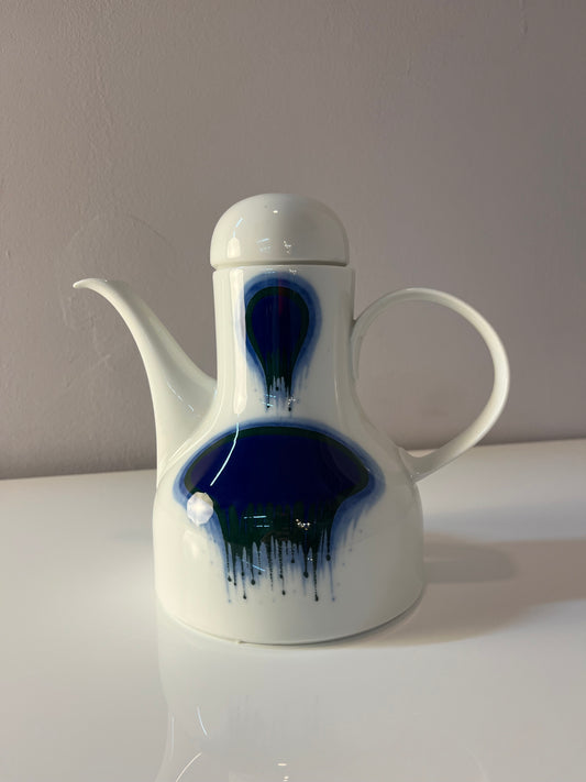 Kaffeekanne klein Form F Pop Art blau weiß von Fürstenberg