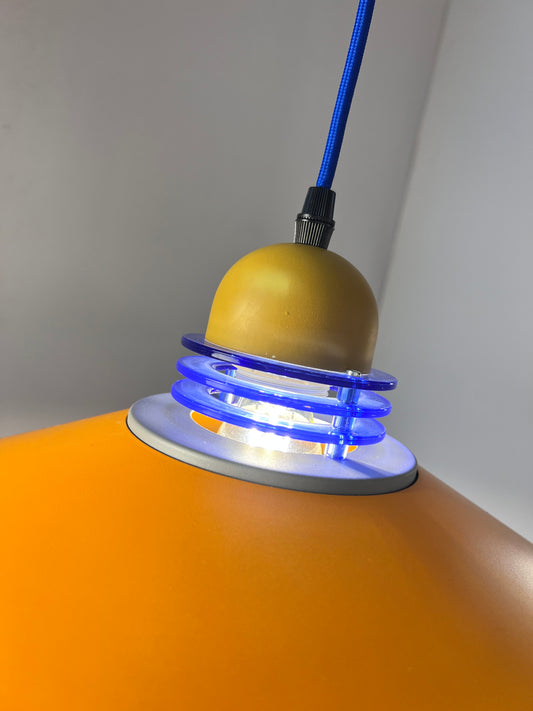 Hängelampe neu lackiert orange blau aus Dänemark